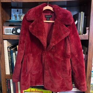 Burgundy Faux Fur Jacket